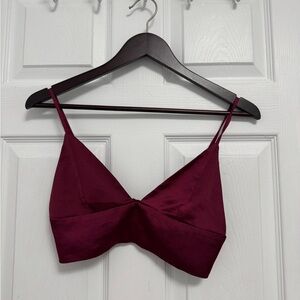 Satin Burgundy Crop Top / Bralette Top